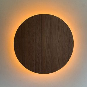 Round Walnut Wall Light